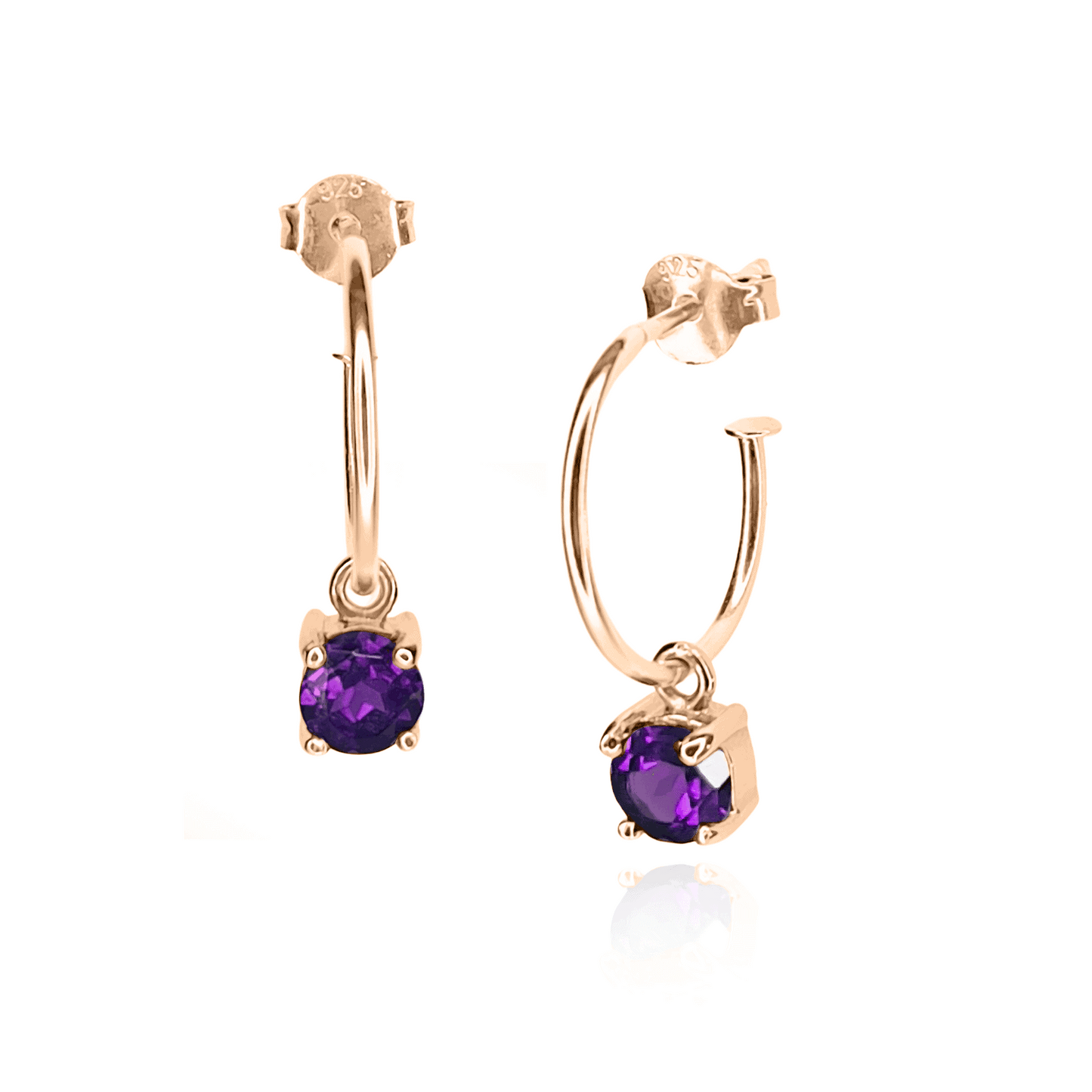 Amethyst Dangle Hoop Earrings