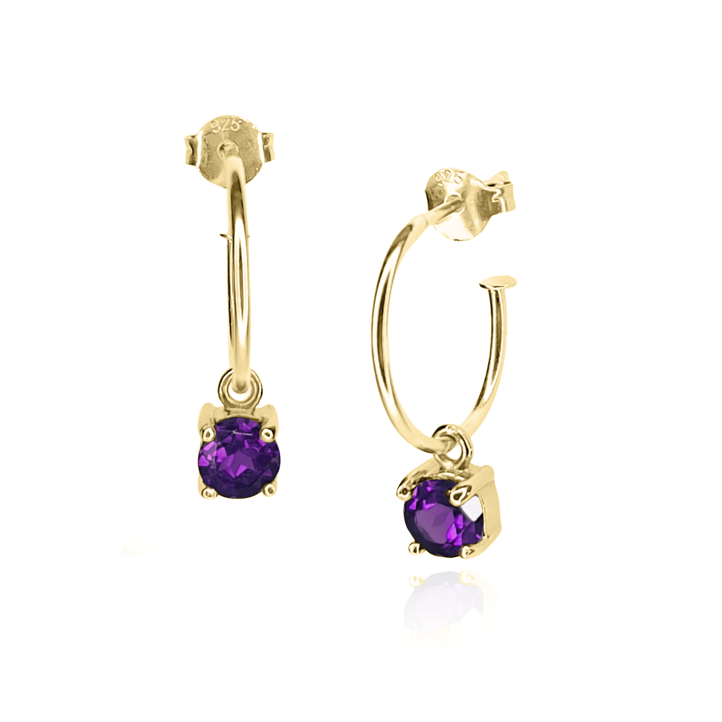 Amethyst Dangle Hoop Earrings