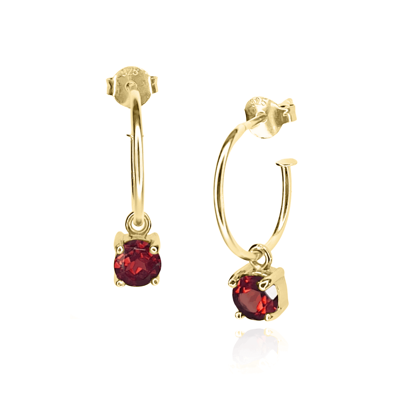 Garnet Dangle Hoop Earrings