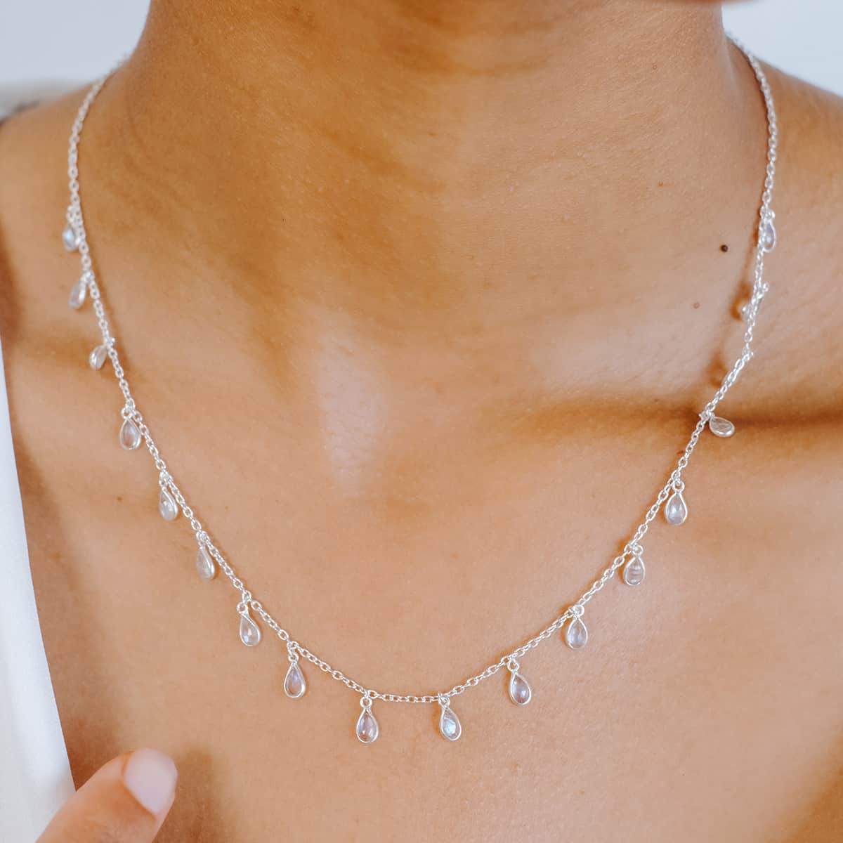 Drop Me Bling Moonstone Necklace
