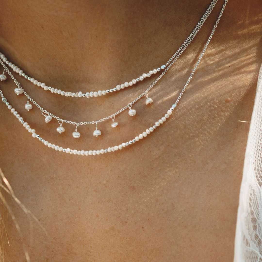 Sterling Silver and Seed Pearl Necklace