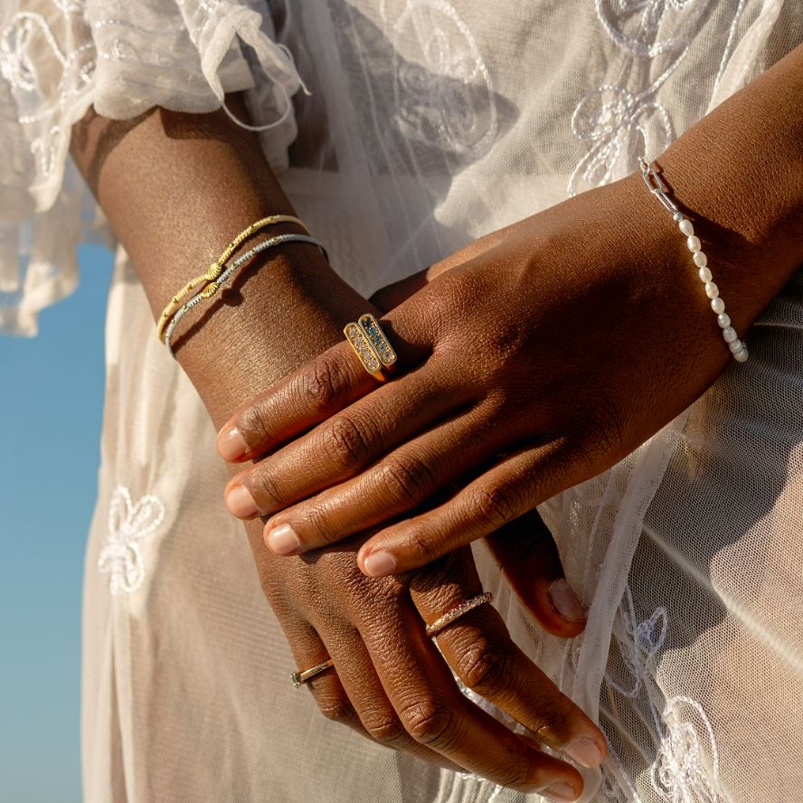 Pearl and paperclip Chain Bracelet