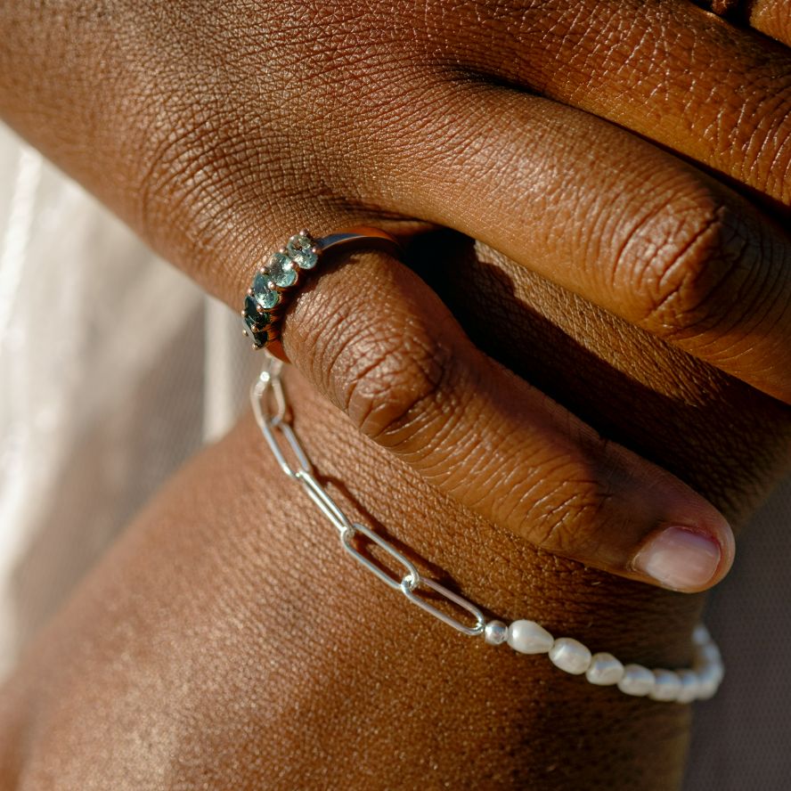 Pearl and paperclip Chain Bracelet