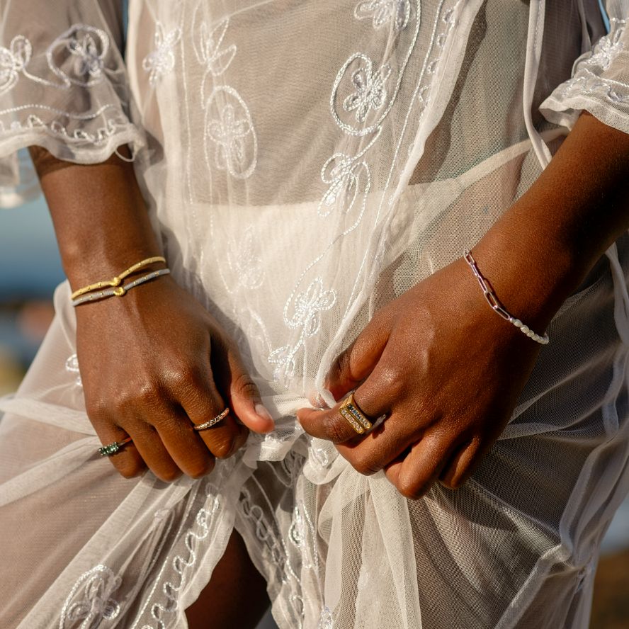 Pearl and paperclip Chain Bracelet