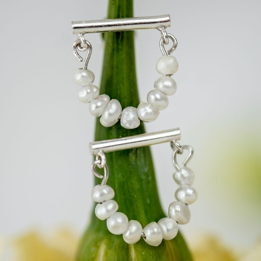 Stirrup Style Pearl Stud Earrings