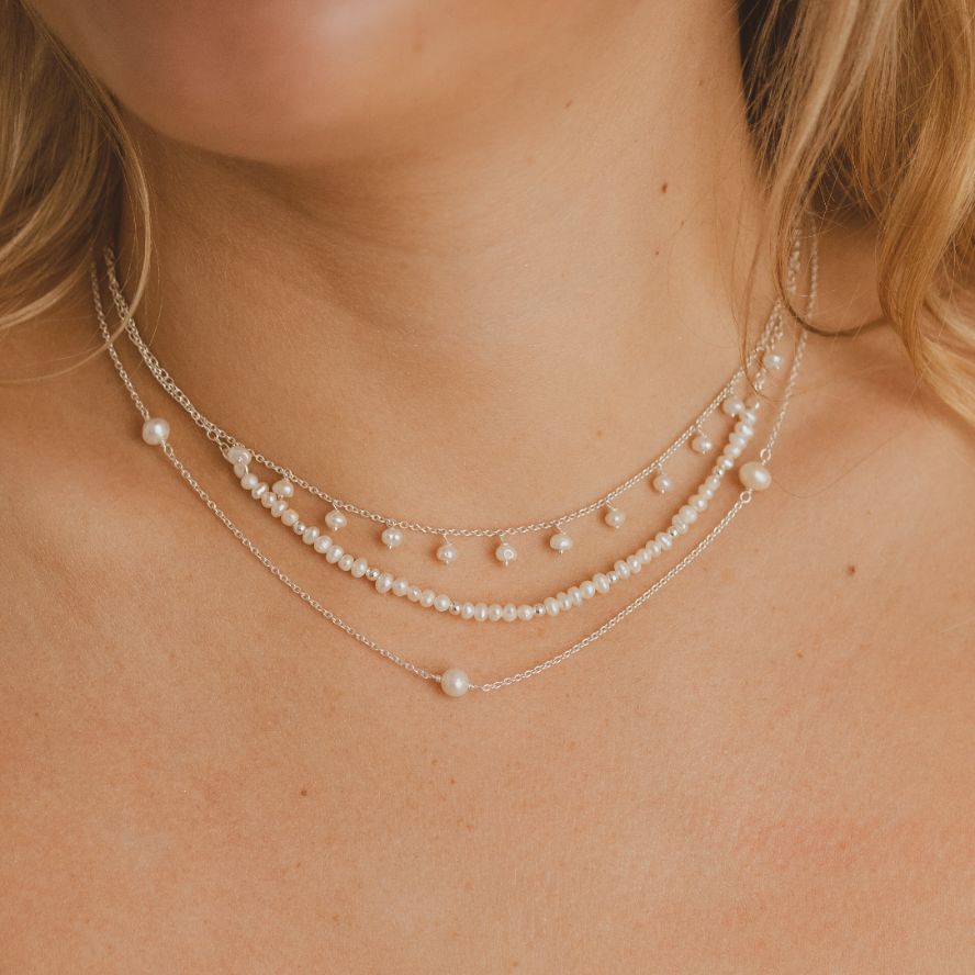 Sterling Silver and Seed Pearl Necklace
