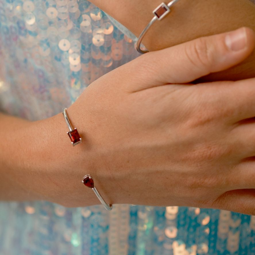 Birthstone Twin Cuff Garnet