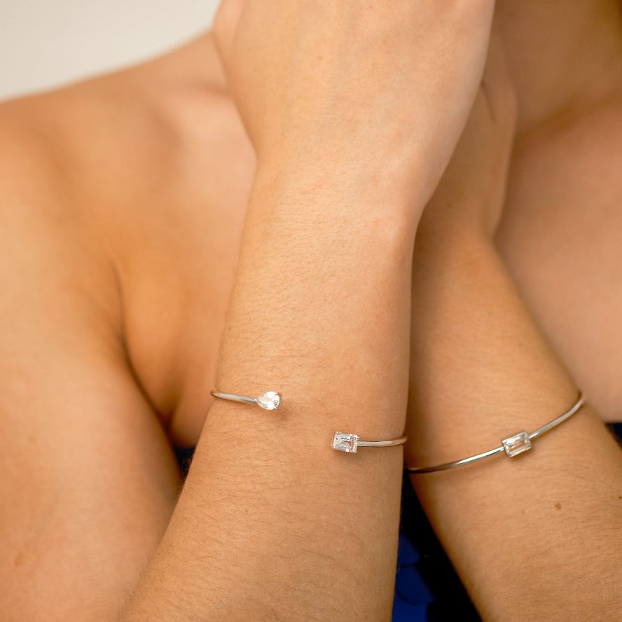 Birthstone Twin Cuff Clear Quartz