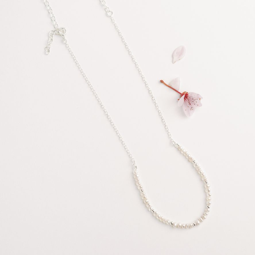 Sterling Silver and Seed Pearl Necklace