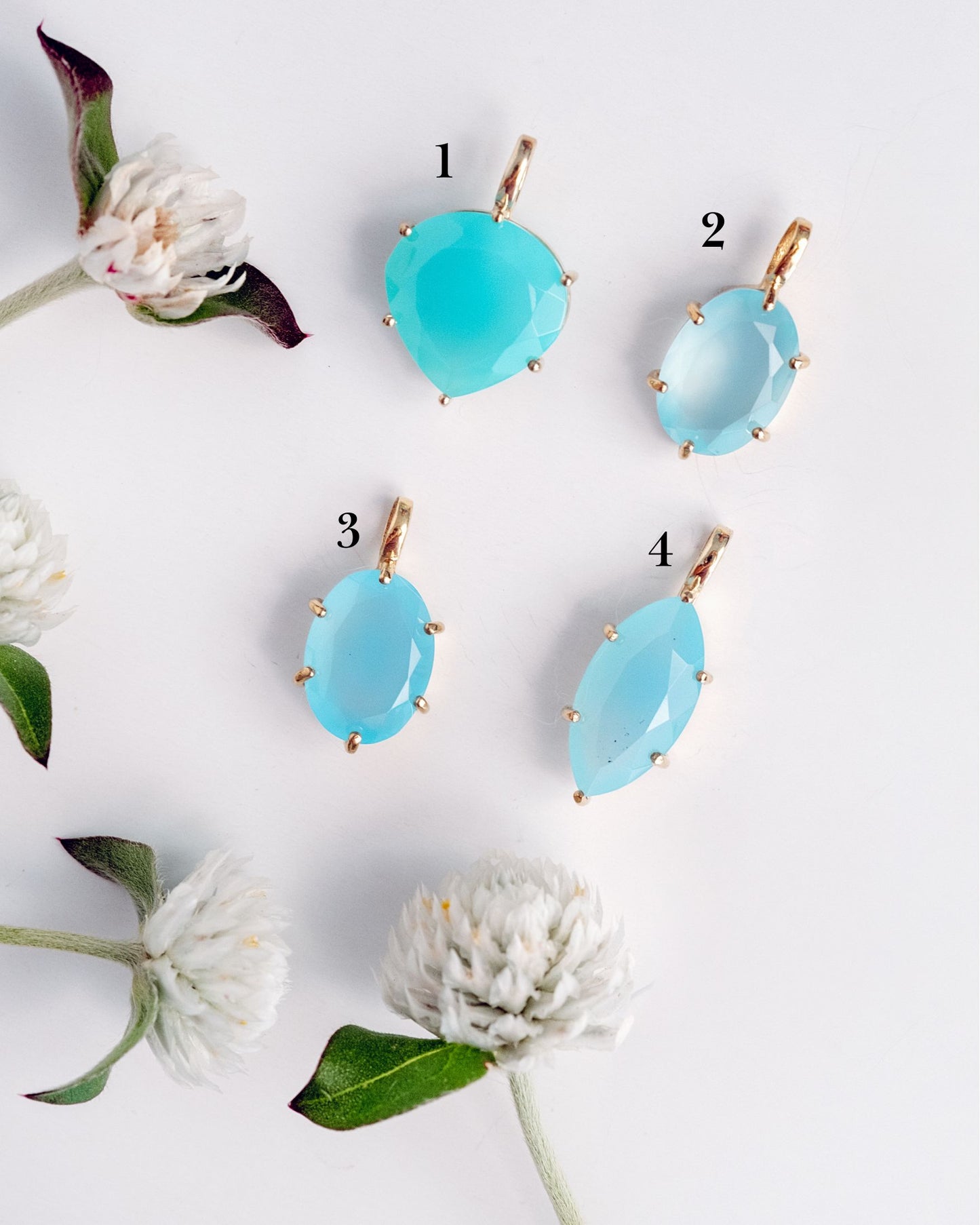 Small  Aqua Chalcedony Pendants