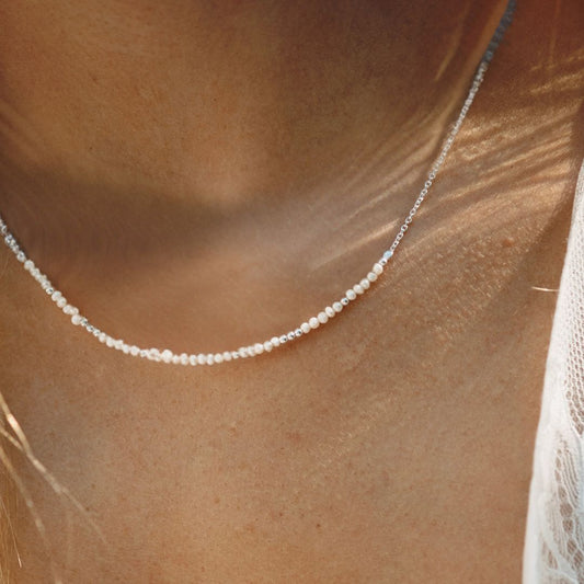 Sterling Silver and Seed Pearl Necklace