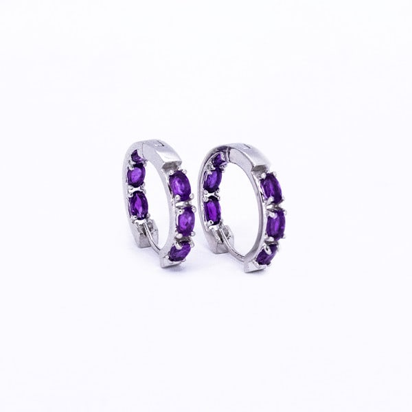 Amethyst Huggies Earrings