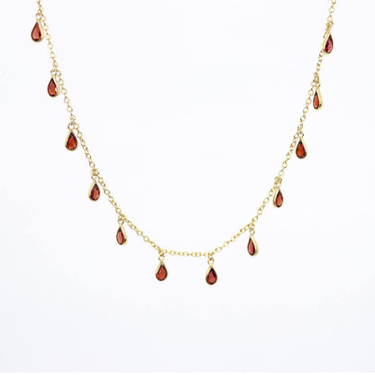 Drop Me Bling Garnet Necklace