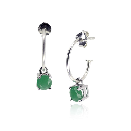 Emerald Dangle Hoop Earrings