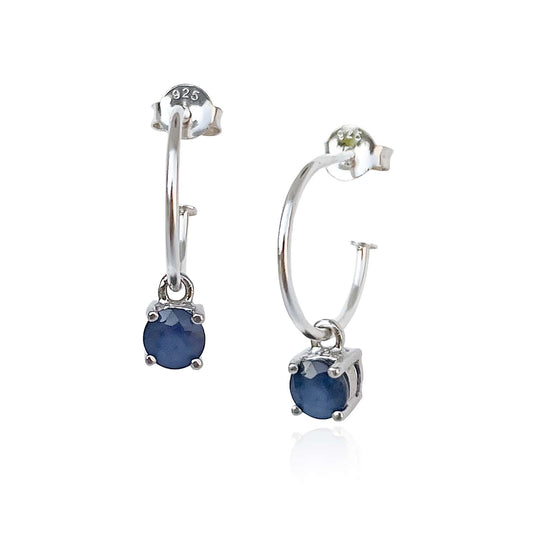 Sapphire Dangle Hoop Earrings