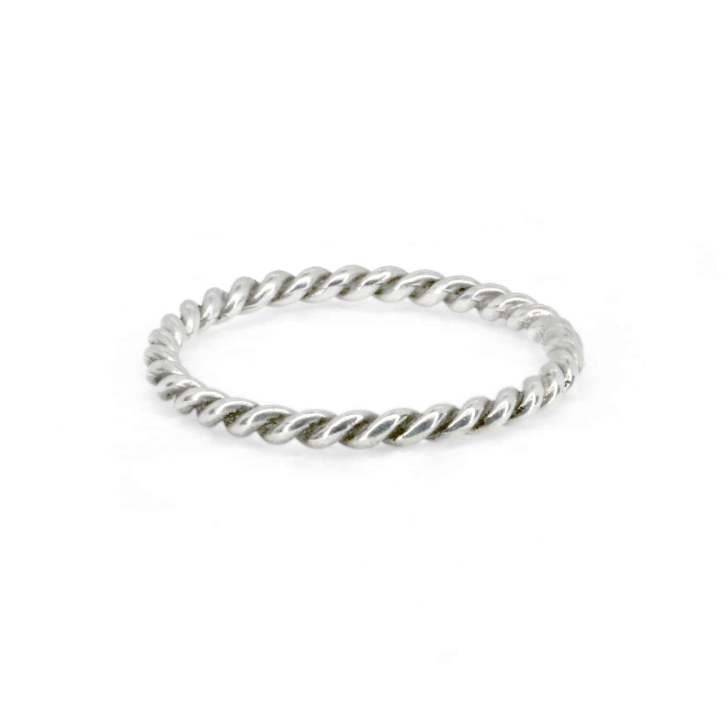 Front view of the Twistie Ring: Two fine Sterling Silver wires elegantly twisted together, showcased against a clean white background.