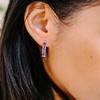 Amethyst Huggies Earrings