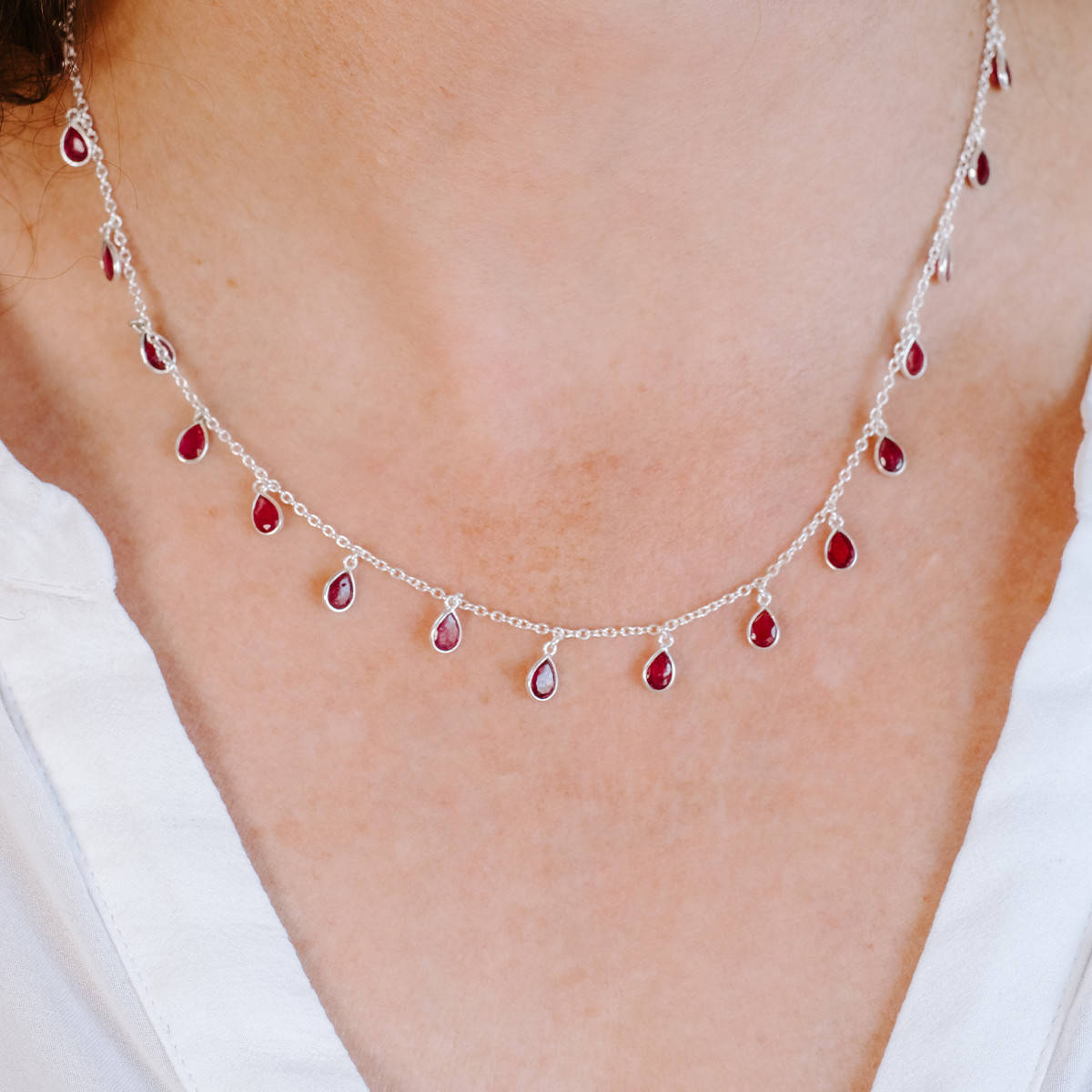 Drop Me Bling Ruby Necklace