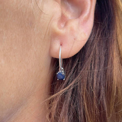 Sapphire Dangle Hoop Earrings