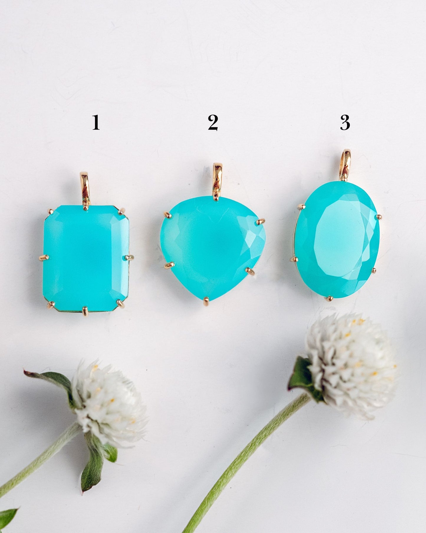 Large Aqua Chalcedony Pendants