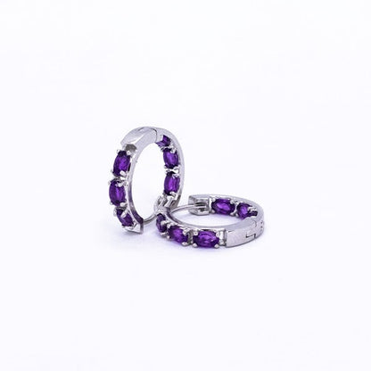 Amethyst Huggies Earrings