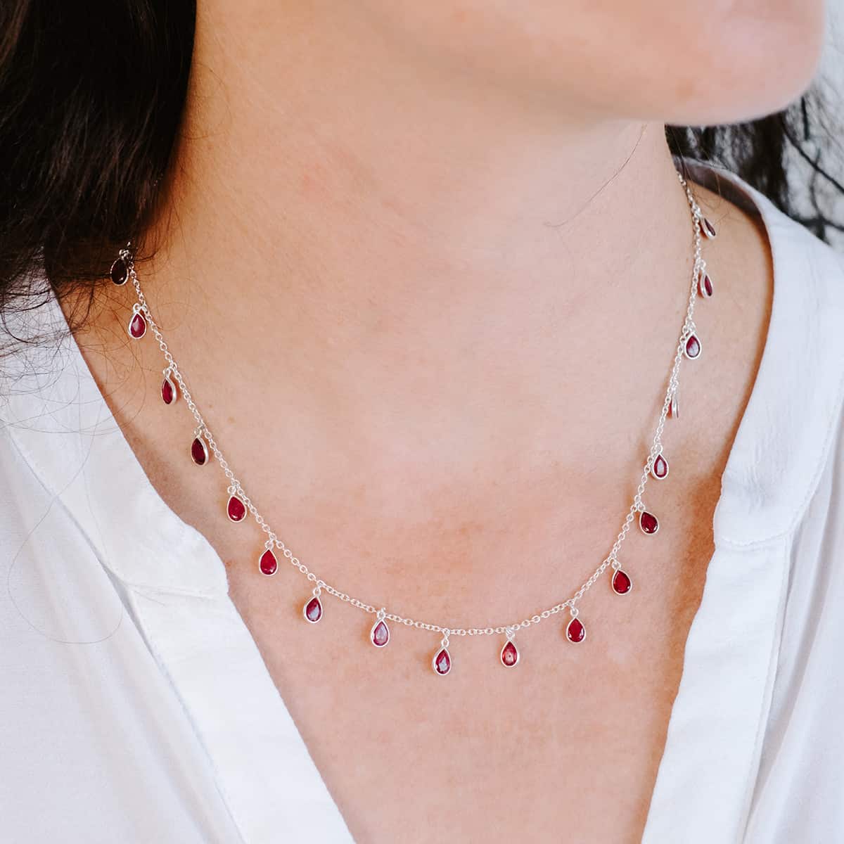 Drop Me Bling Ruby Necklace