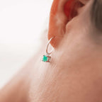 Emerald Dangle Hoop Earrings