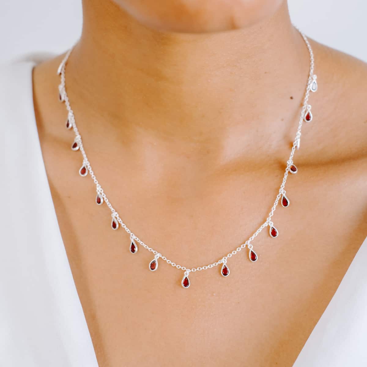 Drop Me Bling Garnet Necklace