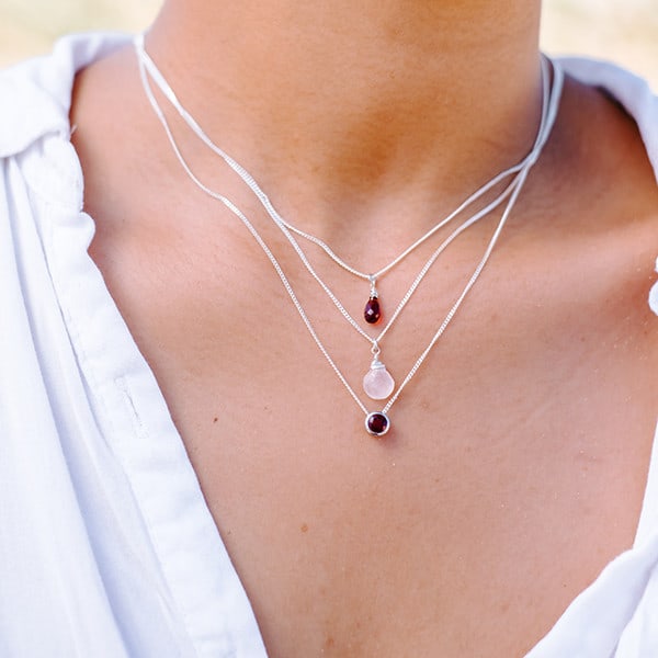 Garnet Slider Necklace