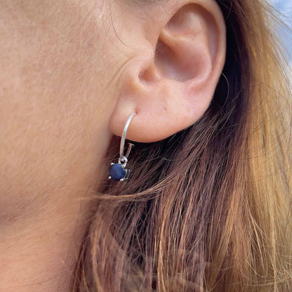 Sapphire Dangle Hoop Earrings