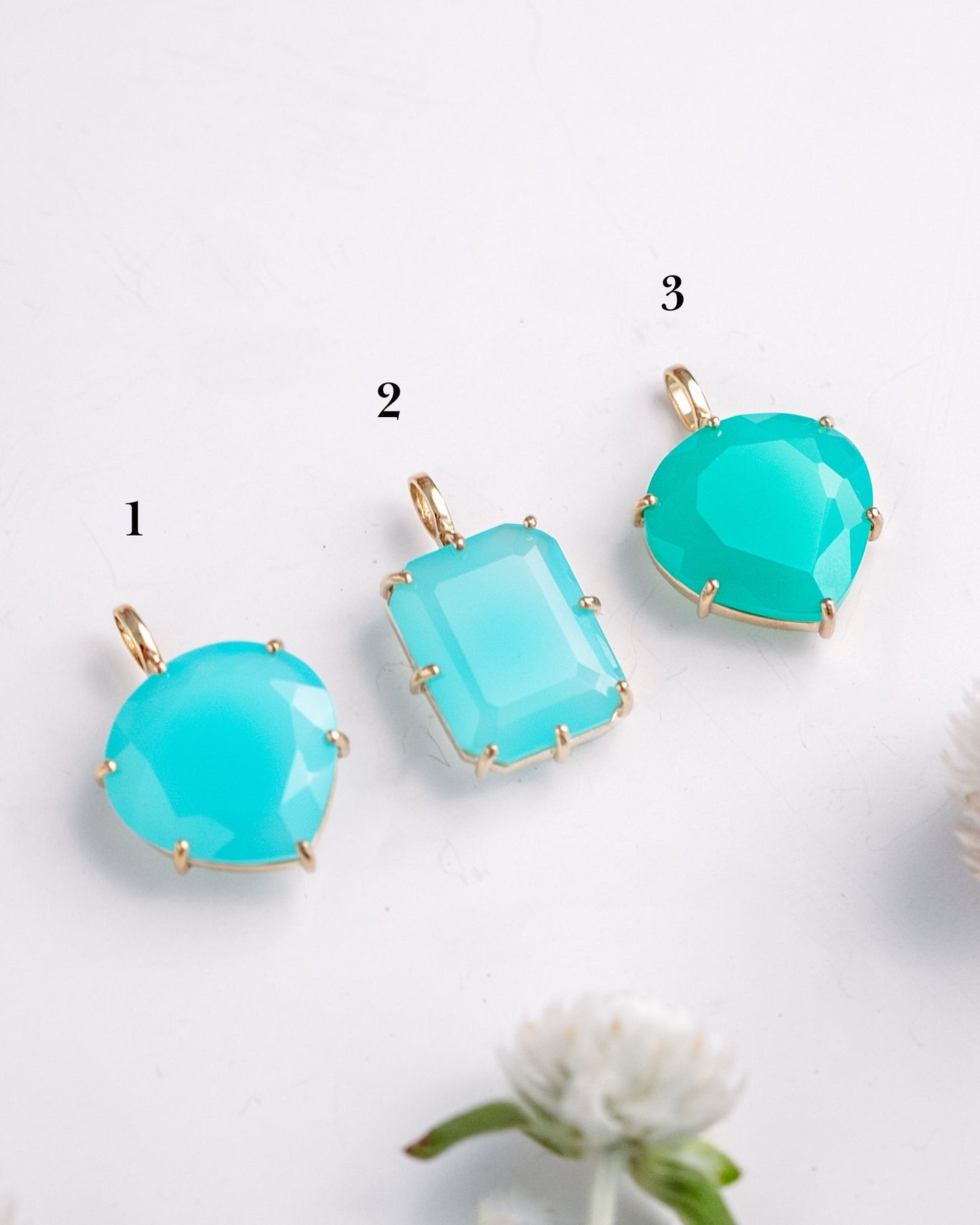 Medium  Aqua Chalcedony Pendants