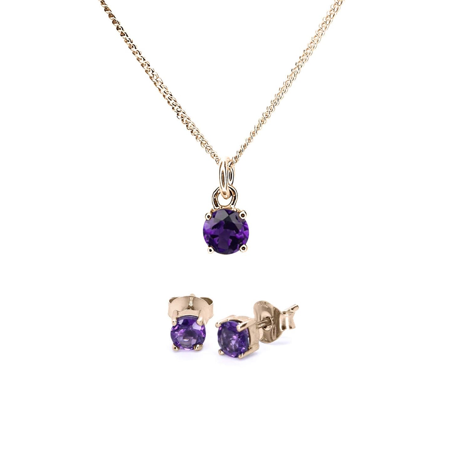 Amethyst Studs + Amethyst Pendant Necklace