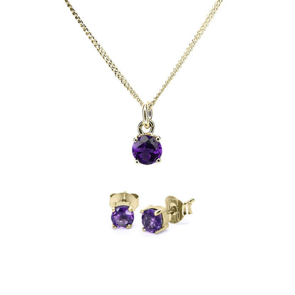 Amethyst Studs + Amethyst Pendant Necklace