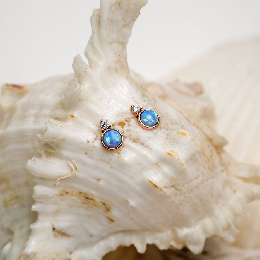 Opalite and Cubic Zirconia Earring