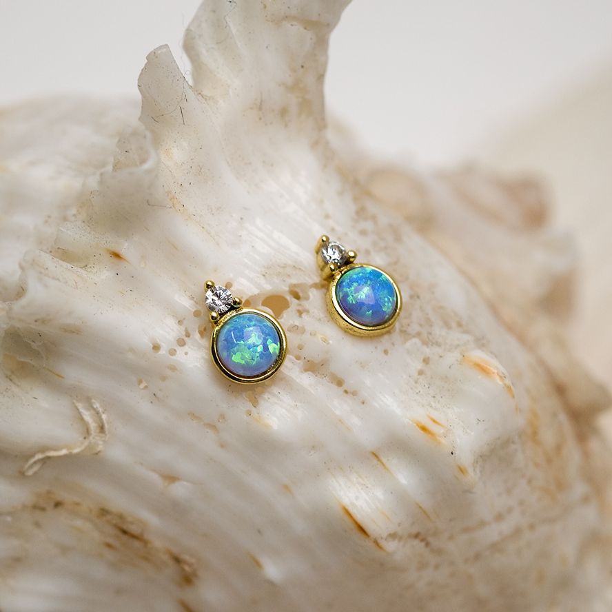 Opalite and Cubic Zirconia Earring