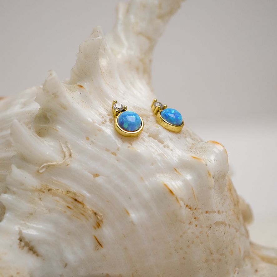 Opalite and Cubic Zirconia Earring