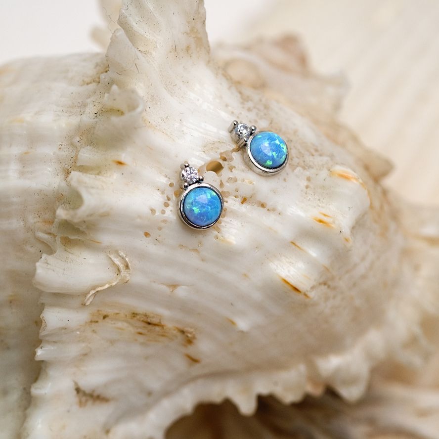 Opalite and Cubic Zirconia Earring