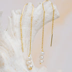 Golden Dangle Pearl Earrings