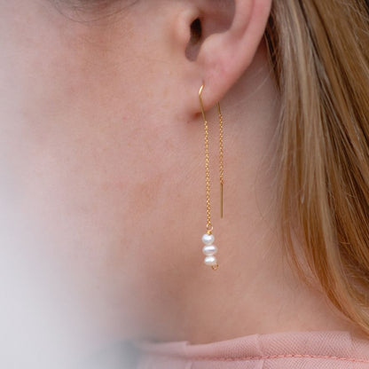 Golden Dangle Pearl Earrings