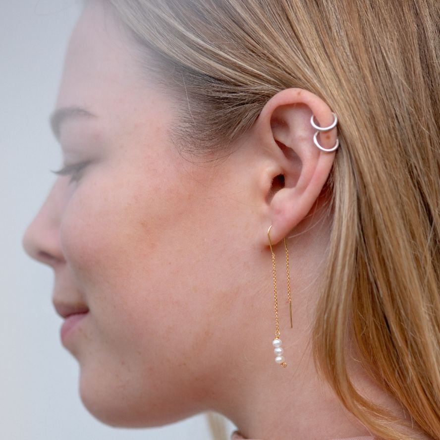 Golden Dangle Pearl Earrings
