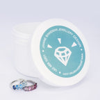 Transform your jewelry with Glow Bright Jewellery Cleaner. Our powerful formula removes dirt and residue, revealing the full brilliance of your diamonds. See the difference between clean and dirty rings on a white background.