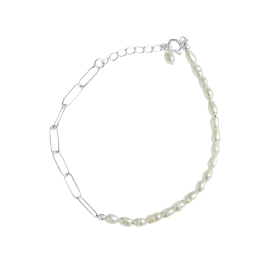 Pearl and paperclip Chain Bracelet