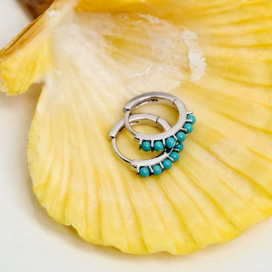 Huggie with Turquoise Gems