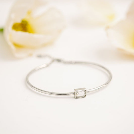 Birthstone Bangle Clear Quartz