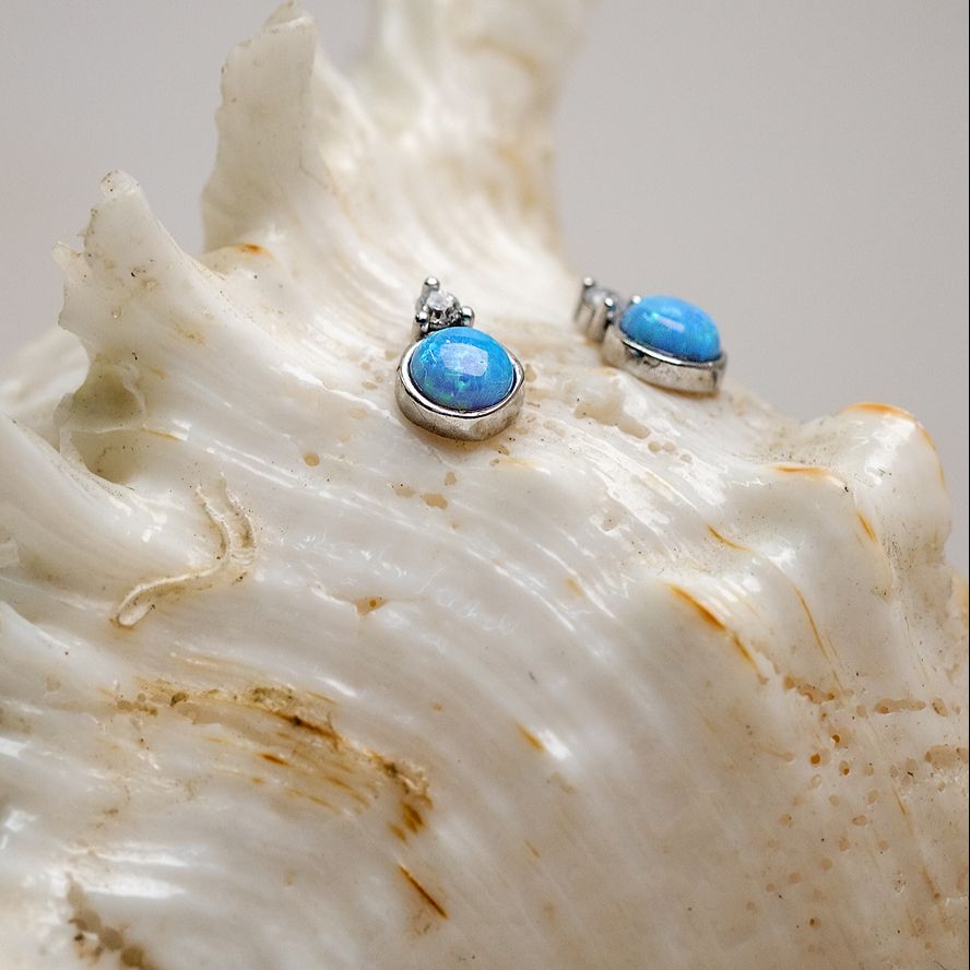Opalite and Cubic Zirconia Earring