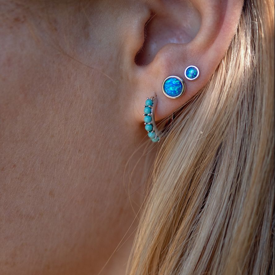 Huggie with Turquoise Gems