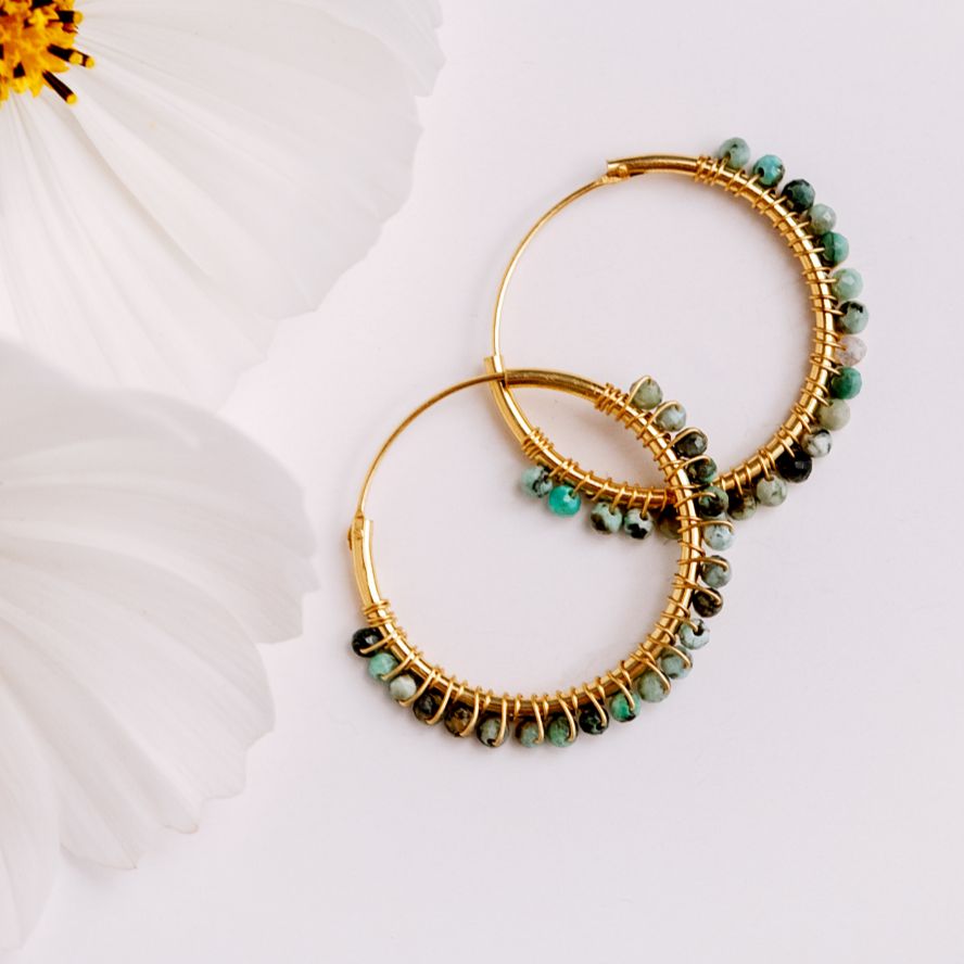 Golden Gemstone Huggies