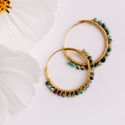 Golden Gemstone Huggies