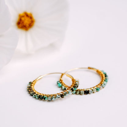 Golden Gemstone Huggies