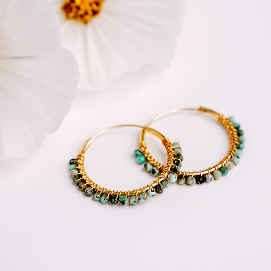 Golden Gemstone Huggies